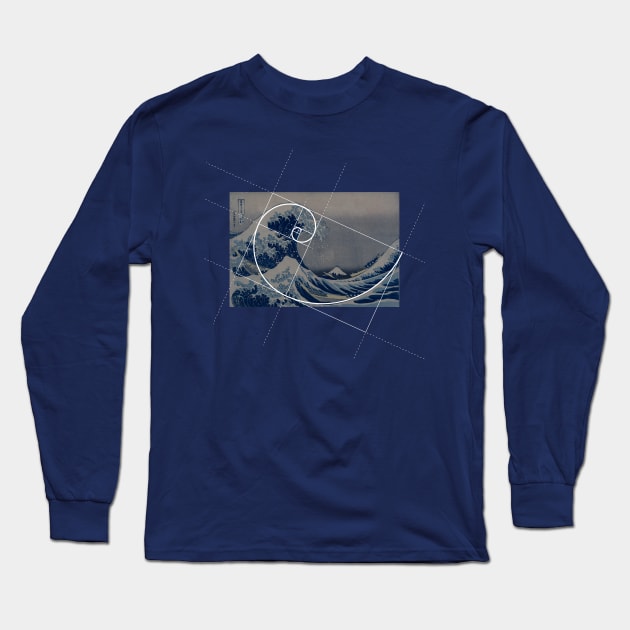 Hokusai Meets Fibonacci, No Text Long Sleeve T-Shirt by cartogram